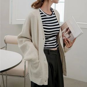 DAZY Drop Shoulder Pocket Patched Cardigan